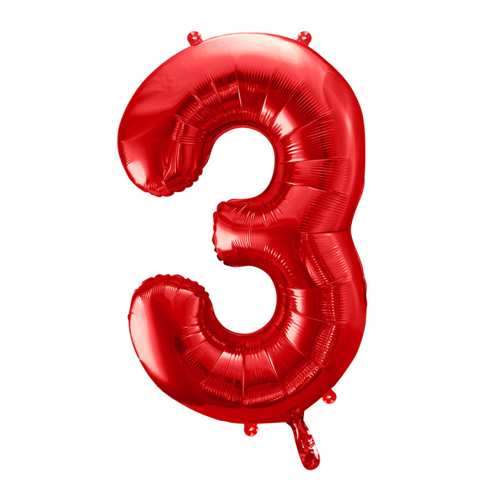 Foil Balloon Number ''3'' (85cm) Red