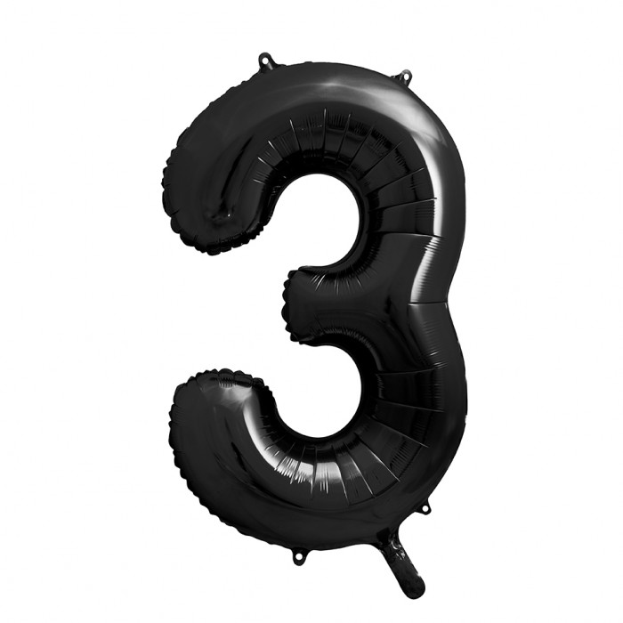 Фольгированный шарик "3" (85см) Черный