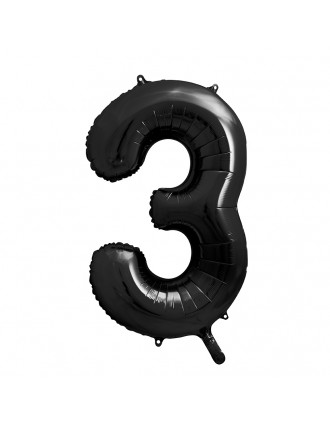 Фольгированный шарик "3" (85см) Черный