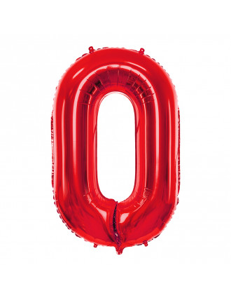 Foil Balloon Number ''0'' (85cm) Red