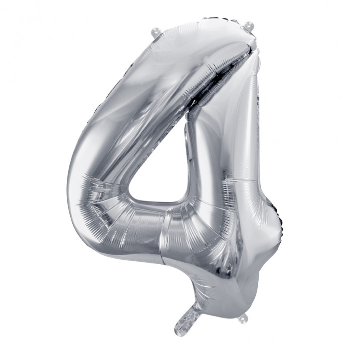 Foil Balloon Number ''4'' (85cm) Silver