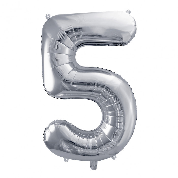 Foil Balloon Number ''5'' (85cm) Silver