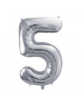 Foil Balloon Number ''5'' (85cm) Silver