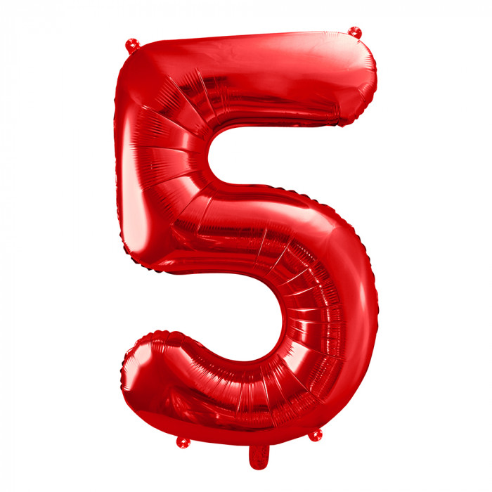 Foil Balloon Number ''5'' (85cm) Red