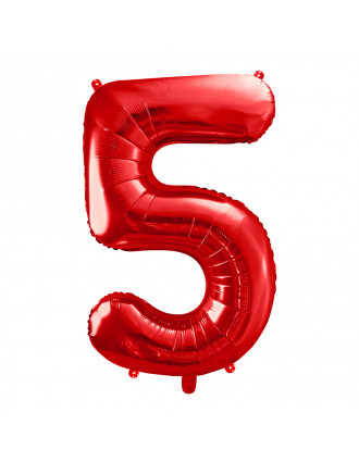 Foil Balloon Number ''5'' (85cm) Red
