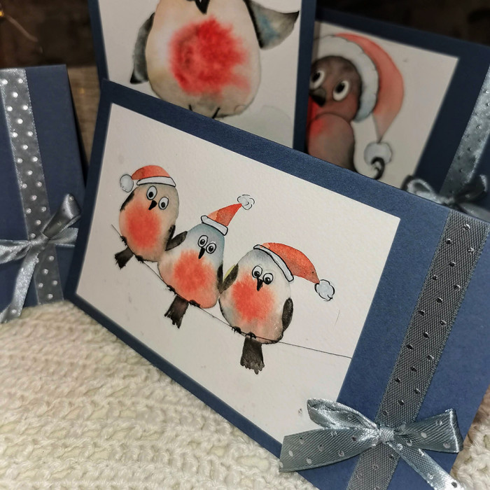 Greeting card "Christmas birds mix"