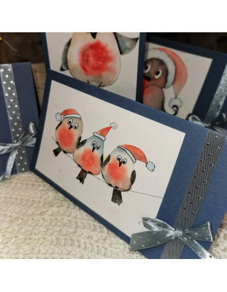 Greeting card "Christmas birds mix"