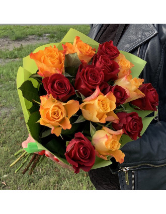 Boquet of red and orange  roses Viviana