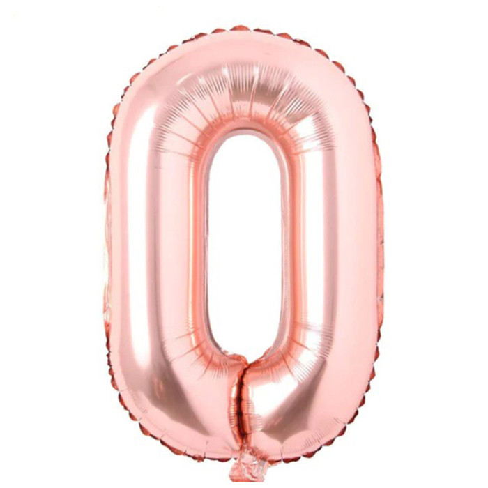Folija balons "0" (85cm) Rozā zelta