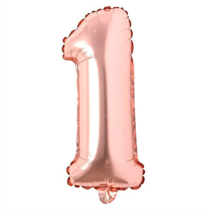 Folija balons "1" (85cm) Rozā zelta