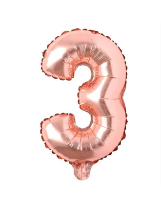 Folija balons "3" (85cm) Rozā zelta