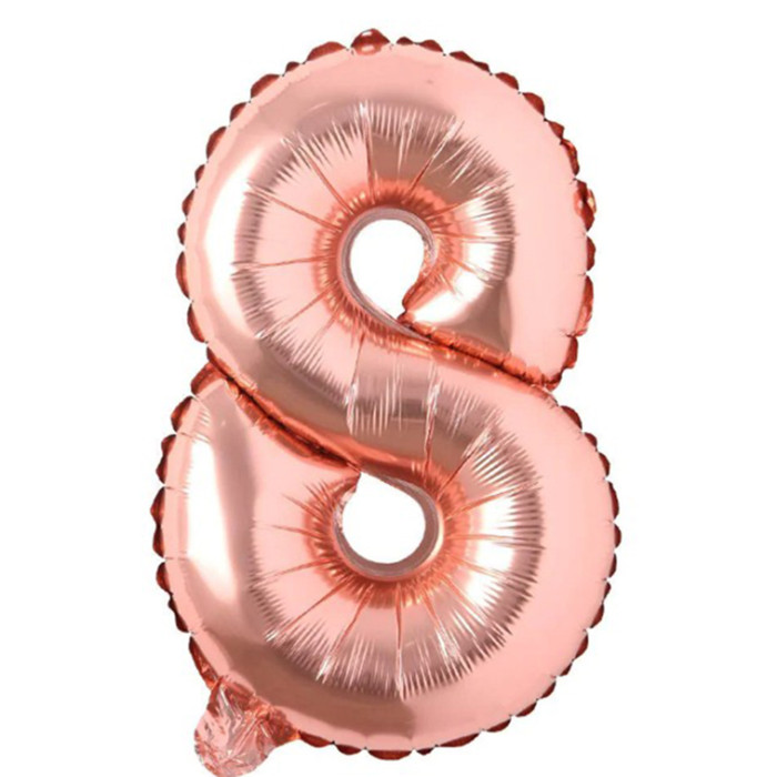 Folija balons "8" (85cm) Rozā zelta