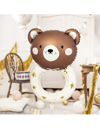 Фольгированный шарик в форме Тедди медведя- погремушки