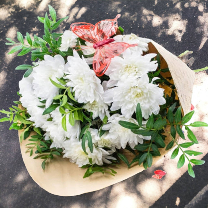 White Chrysanthemum Bouquet Nora