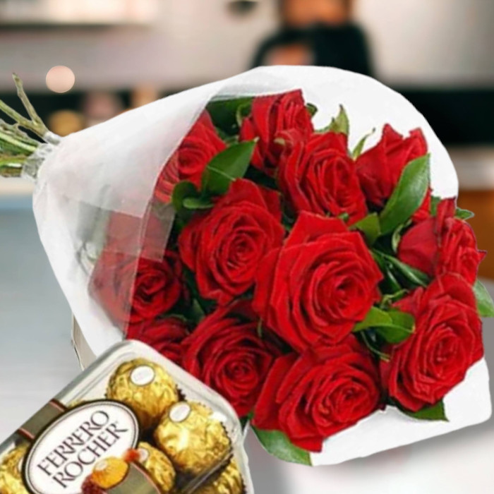 Red Roses  (50-60cm) &  Ferrero Rocher