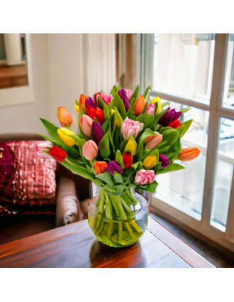 Букет разноцветных тюльпанов "Амстердам"